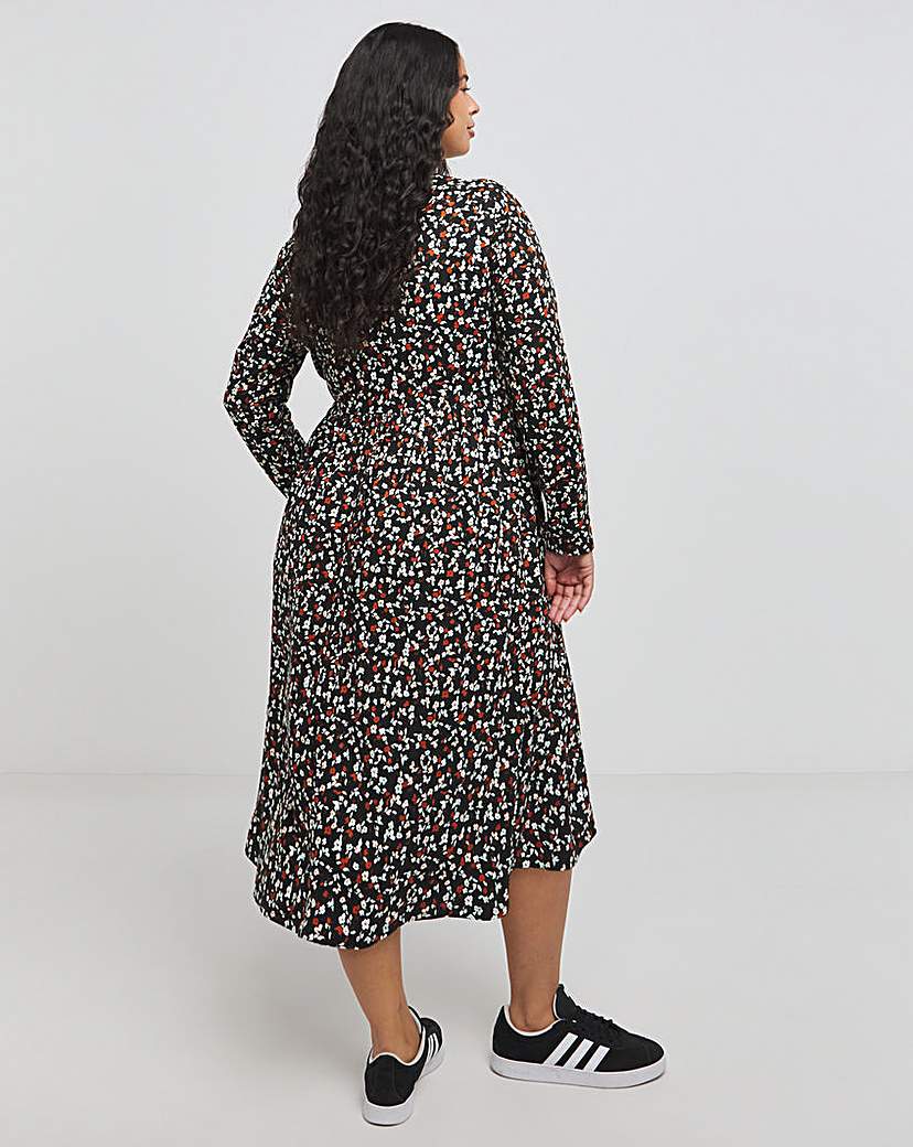 Black Ditsy Supersoft Midi Dress