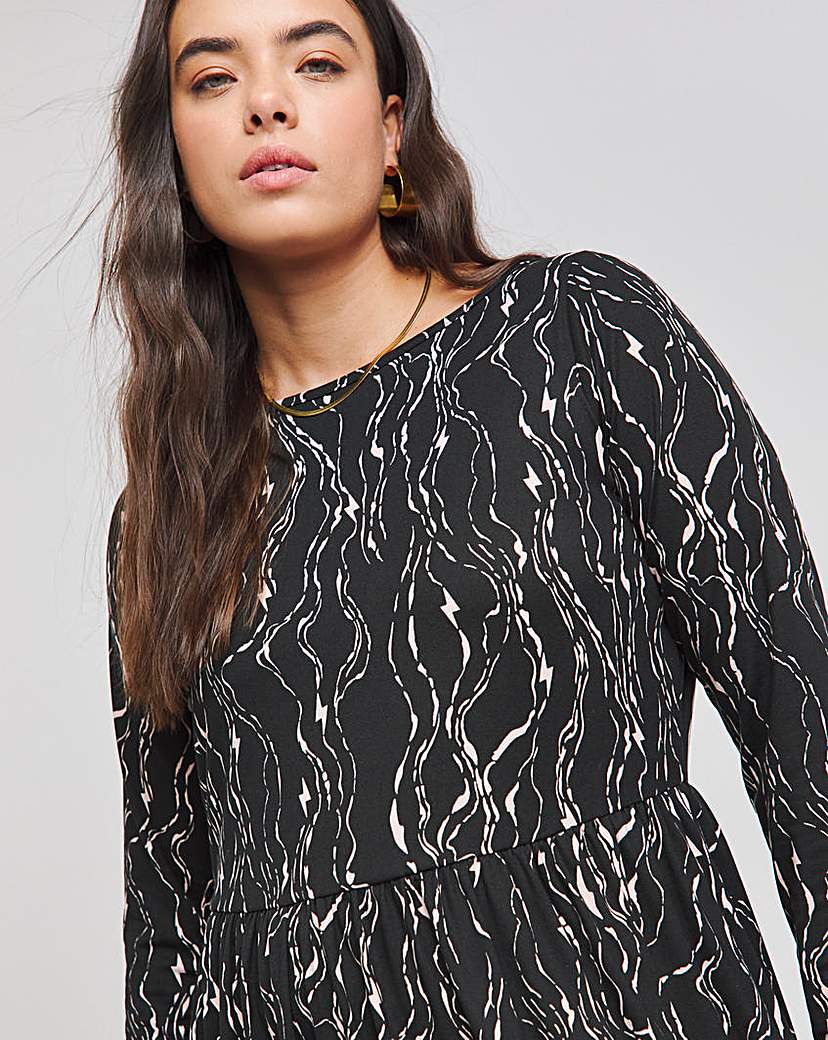 Black Print Supersoft Midi Dress