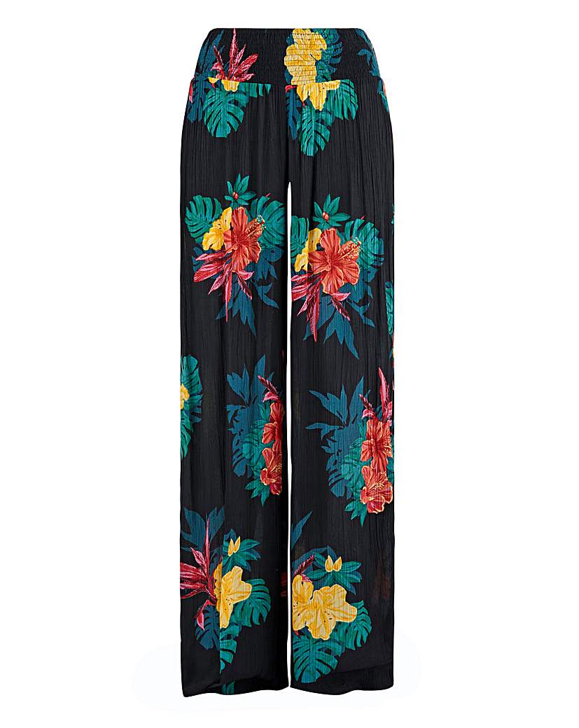 Image of Floral Crinkle Wide Leg Trousers Regular