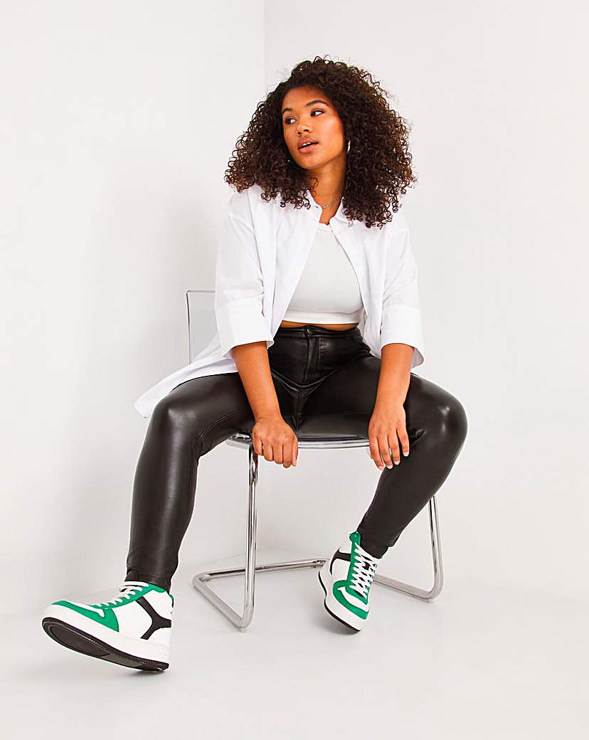 High Waisted Zip Trim PU Skinny Trouser