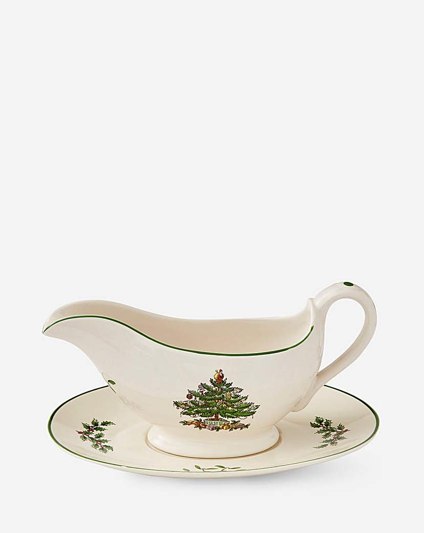 Spode Christmas Tree Gravy Boat & Stand