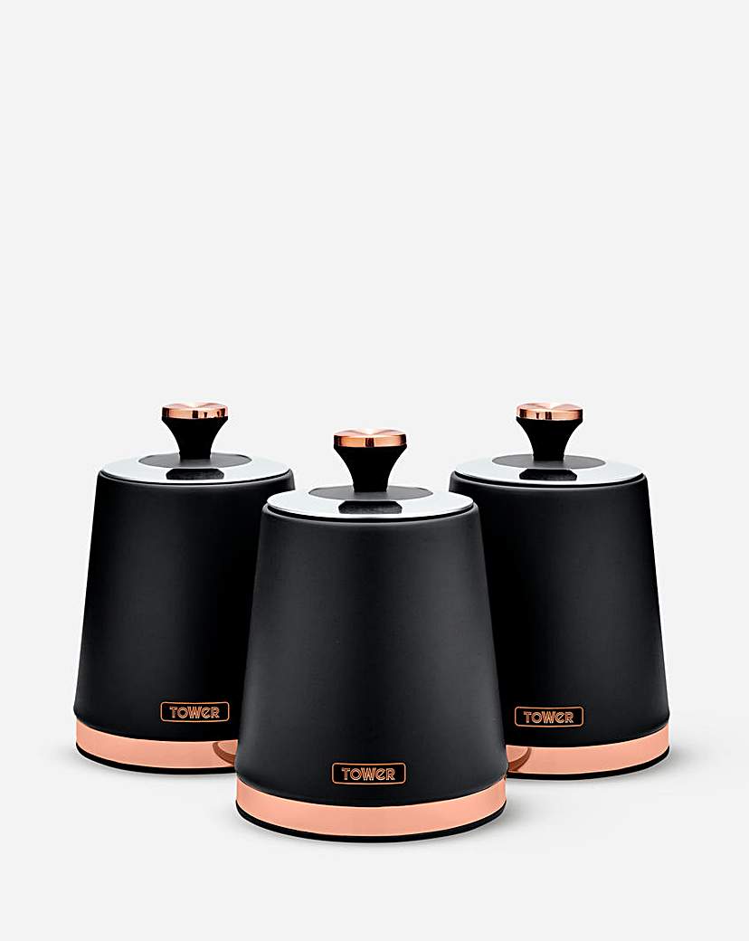 Tower Cavaletto Set of 3 Canisters Black