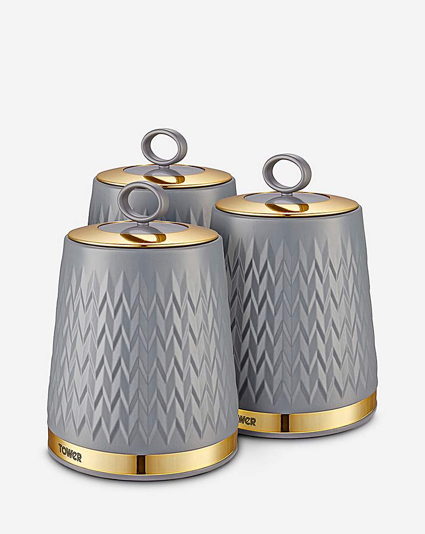 Tower Empire Set of 3 Canisters Grey