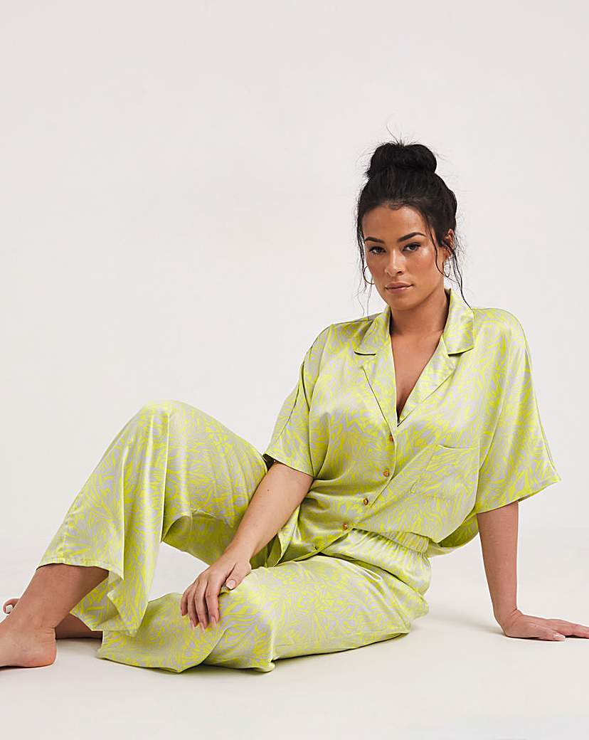 Stretch Satin Button Through Pyjama Set