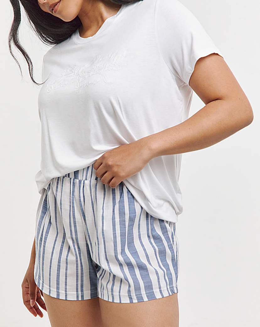 Breathable Bamboo Pyjama Shortie Set - White
