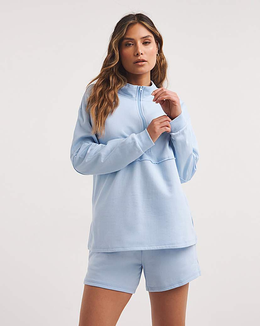 Three Quarter Zip And Short Lounge Set