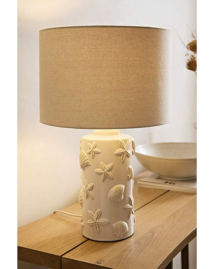 Value Lights White Selene Seashell Table Lamp