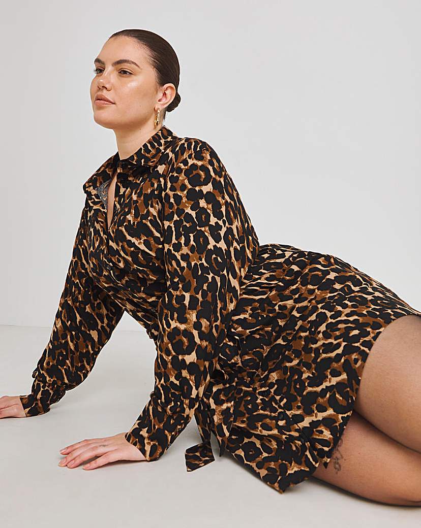 Leopard Print Shirt Dress