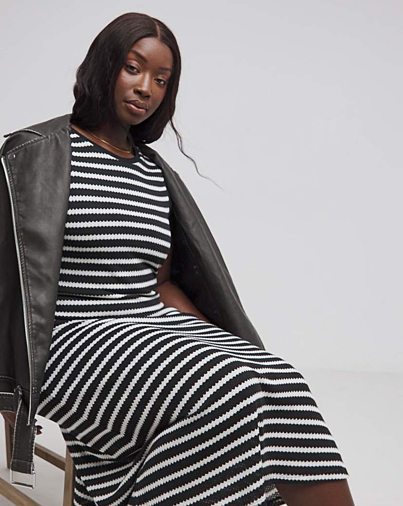 Stripe Crochet Knit Midaxi Dress