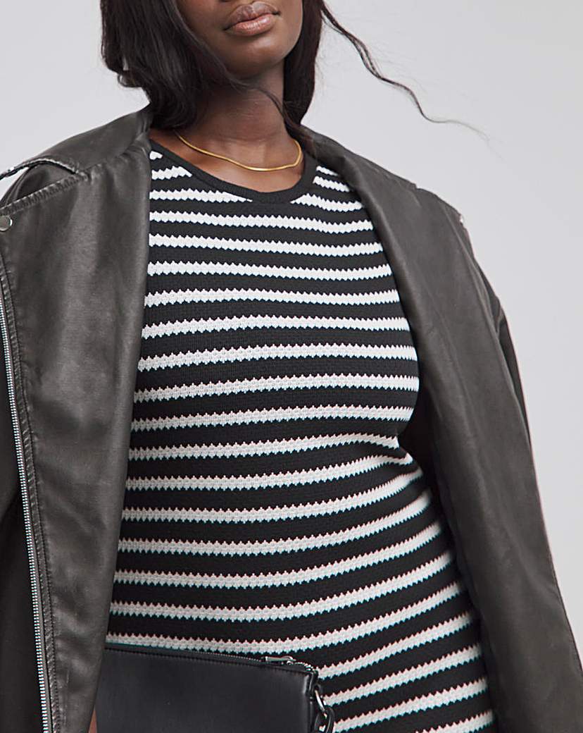 Stripe Crochet Knit Midaxi Dress
