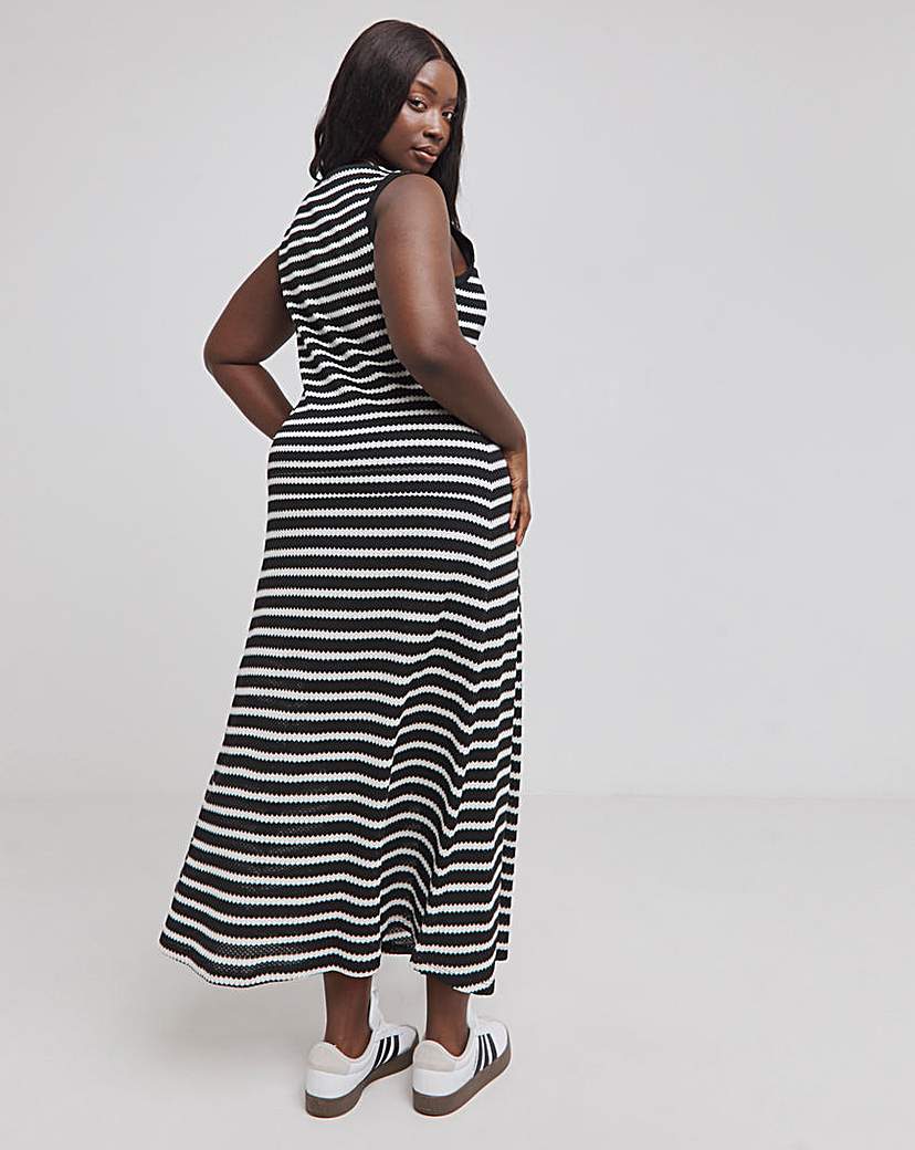 Stripe Crochet Knit Midaxi Dress