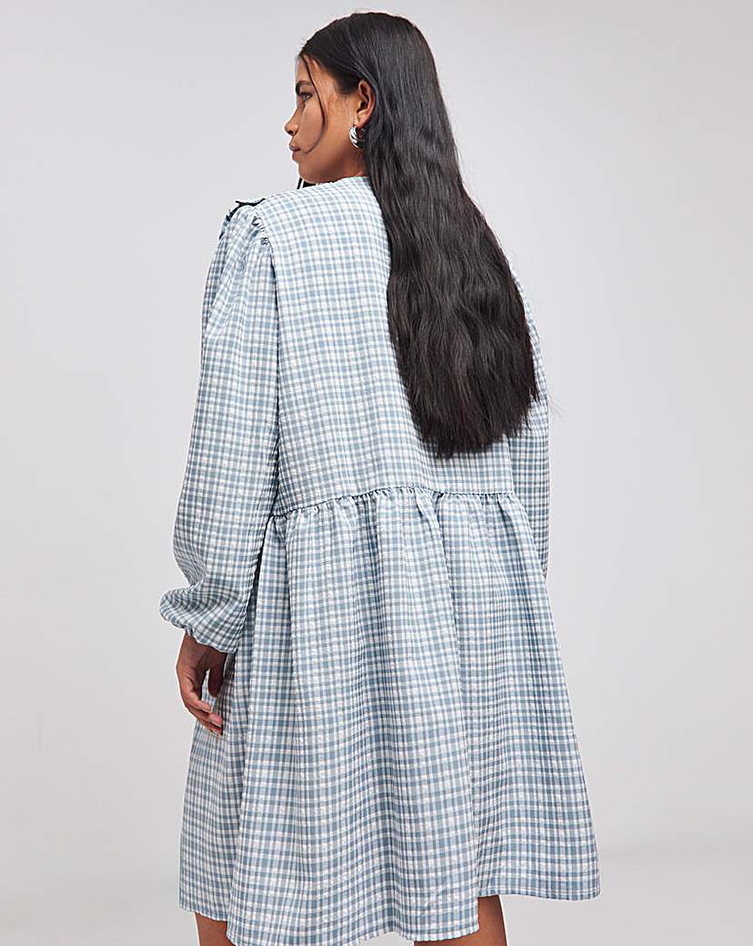 Checked Collared Smock Dress
