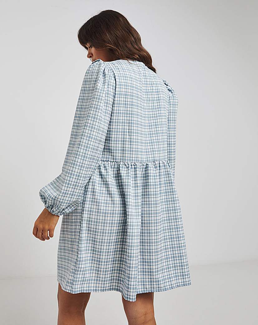 Checked Collared Smock Dress