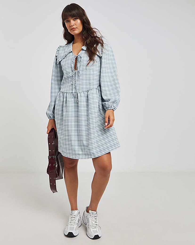 Checked Collared Smock Dress