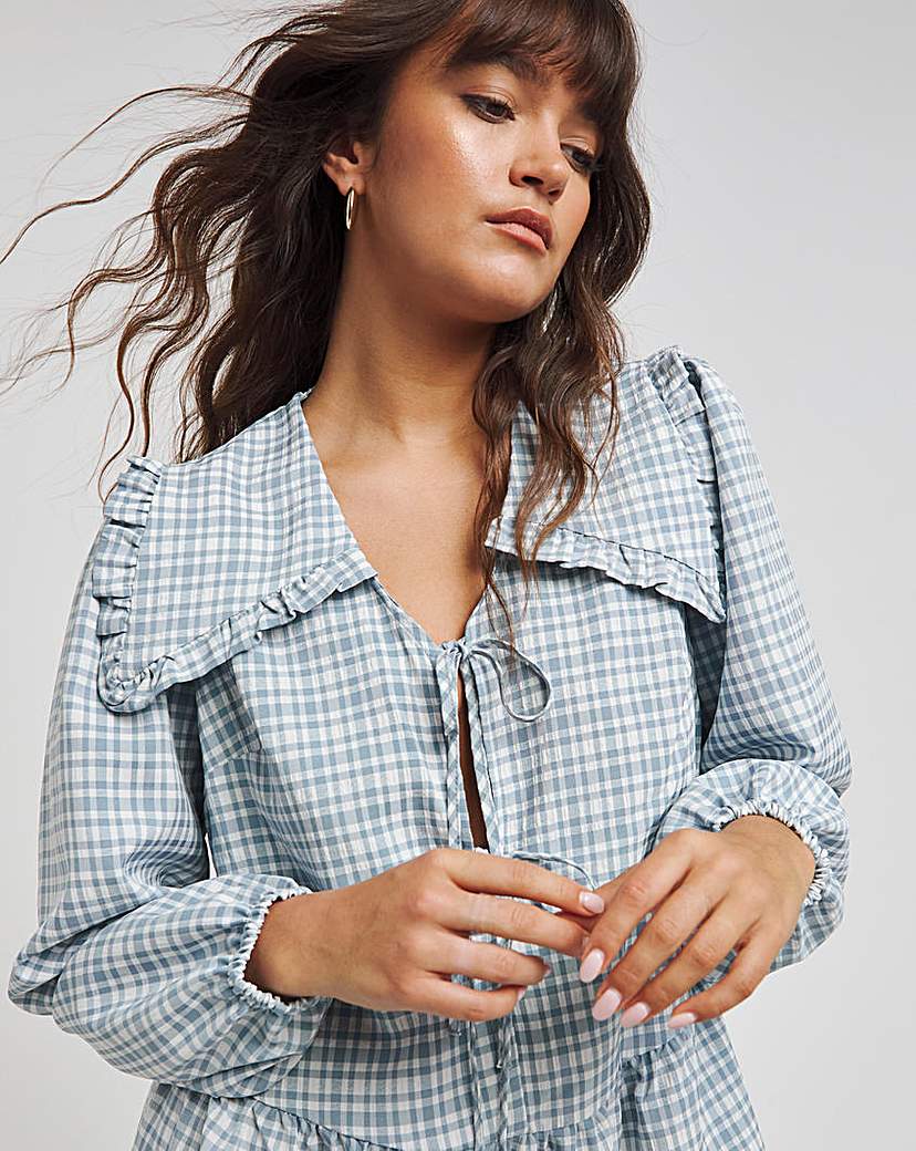 Checked Collared Smock Dress