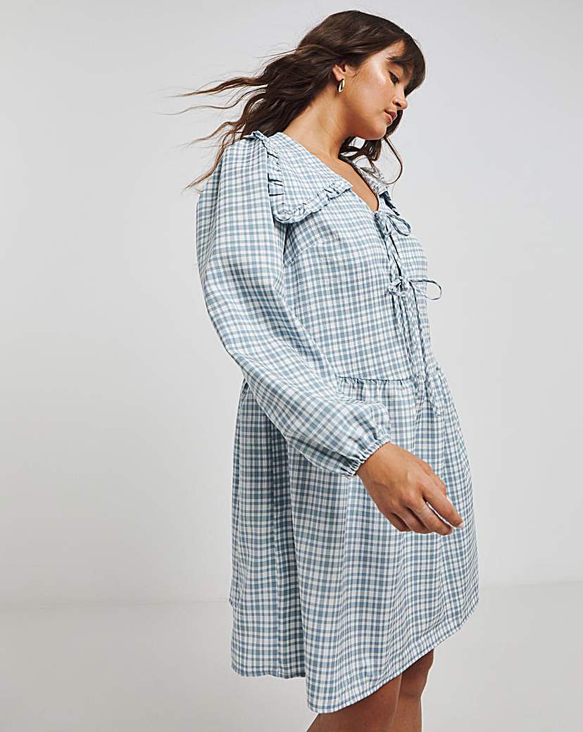 Checked Collared Smock Dress