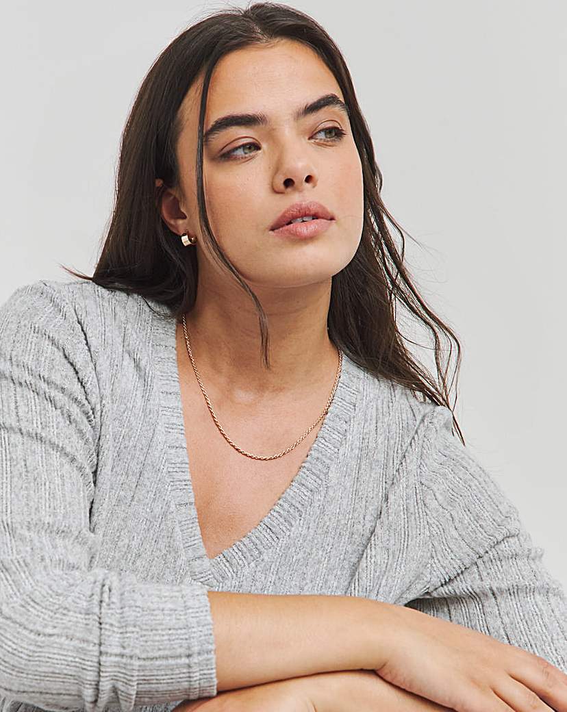 Grey Ribbed Smock Dress