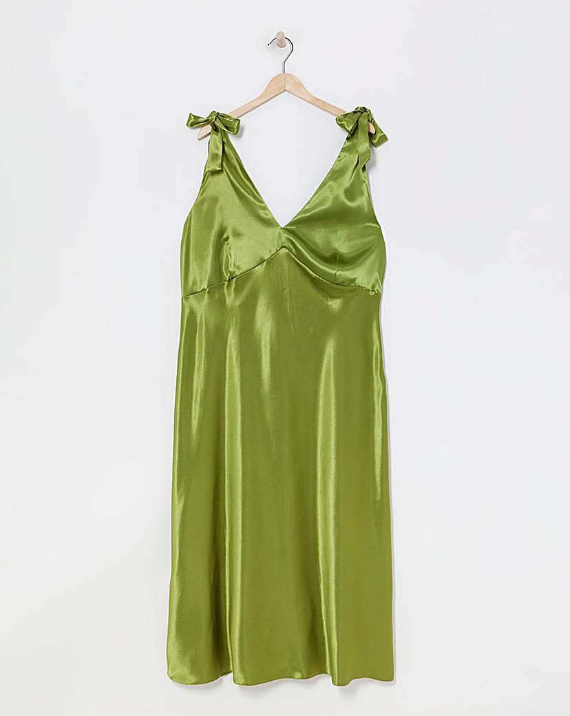 Simply Be - Women's Tie Strap Satin Slip Dress - Size 22 - Olive
