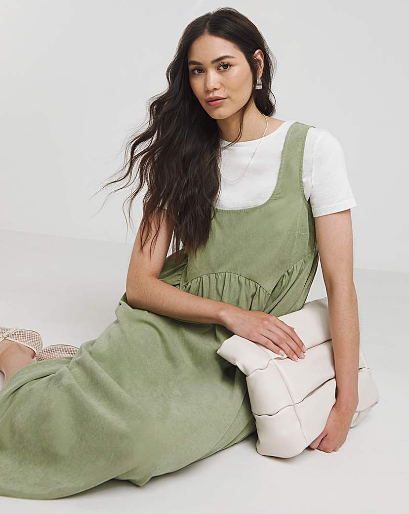 Khaki Apron Midi Dress