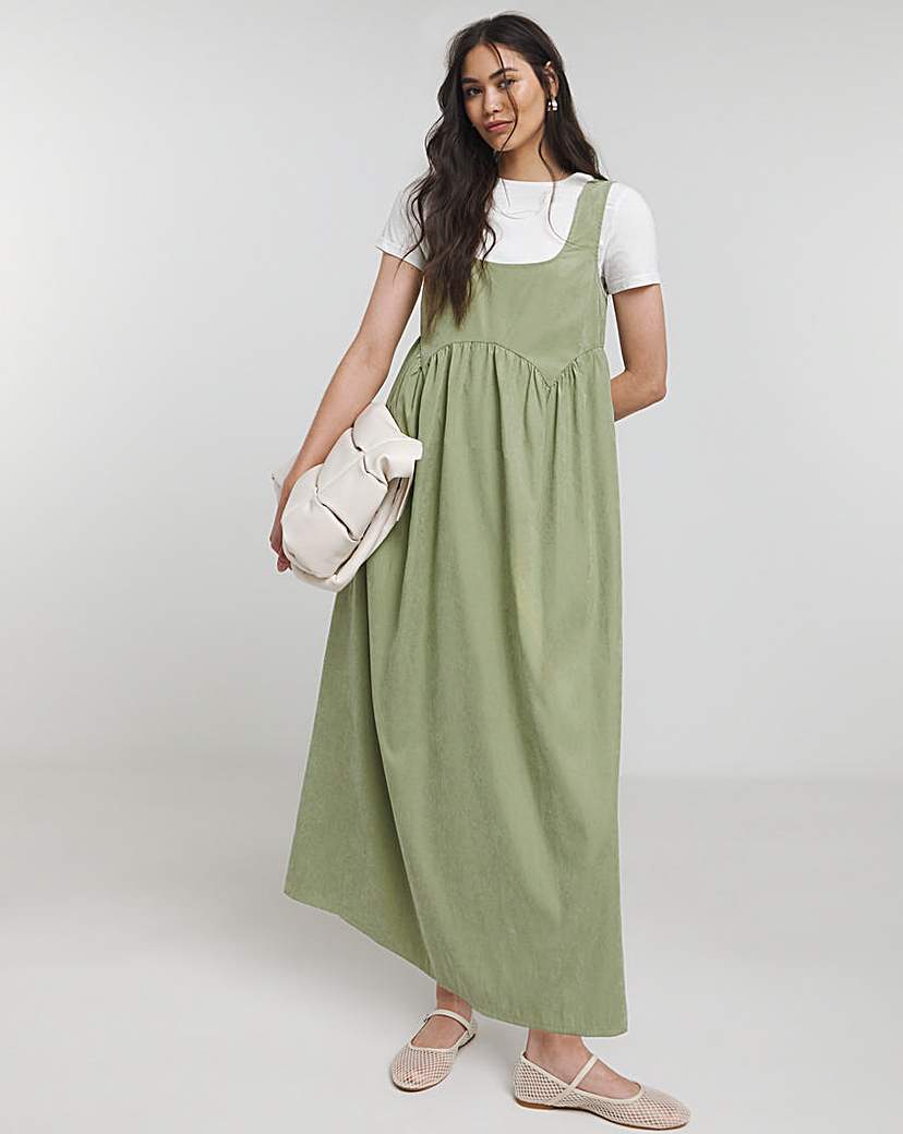 Khaki Apron Midi Dress