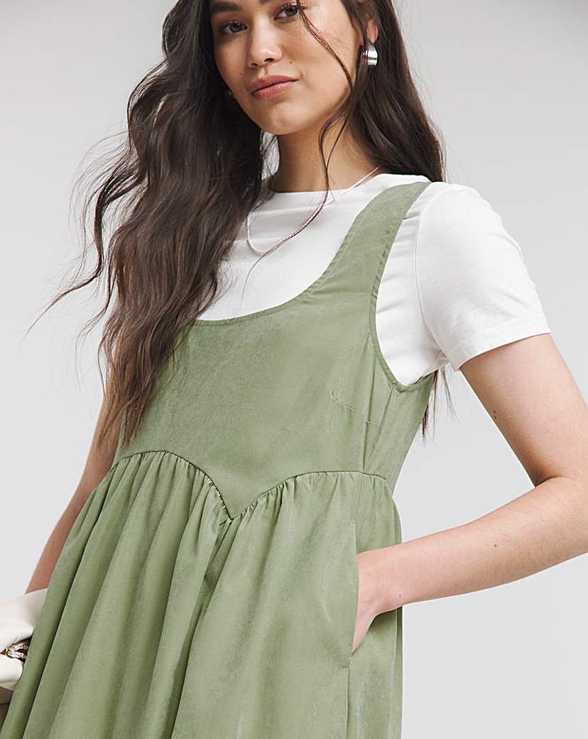 Khaki Apron Midi Dress
