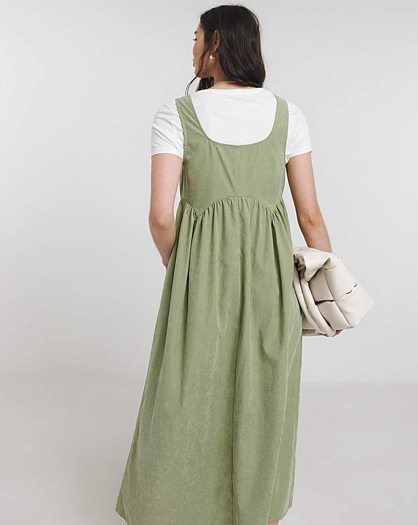 Khaki Apron Midi Dress