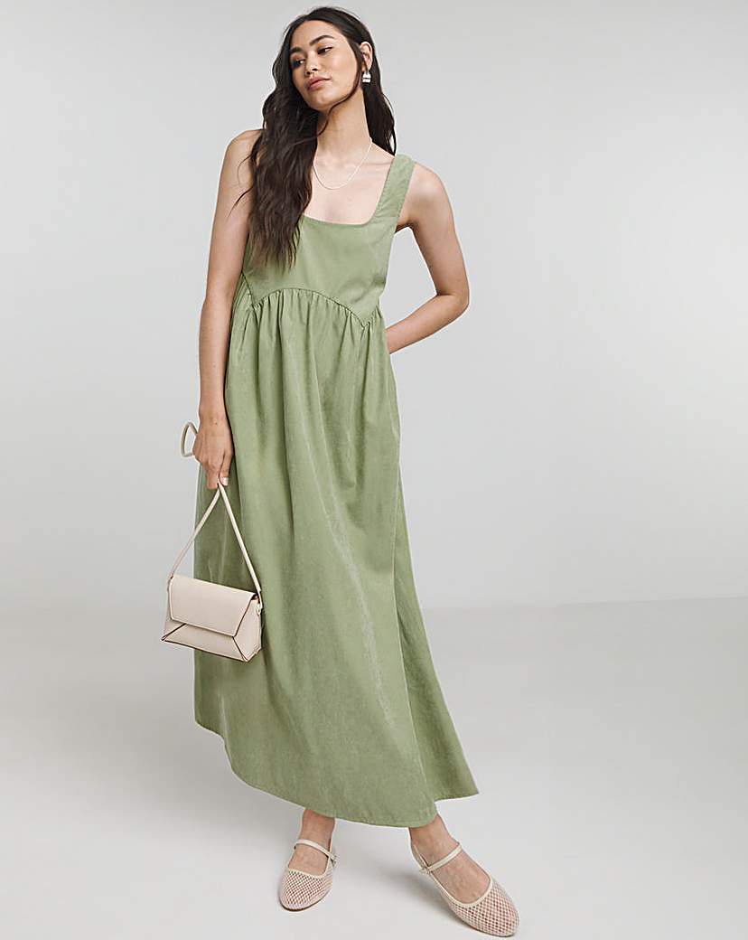Khaki Apron Midi Dress