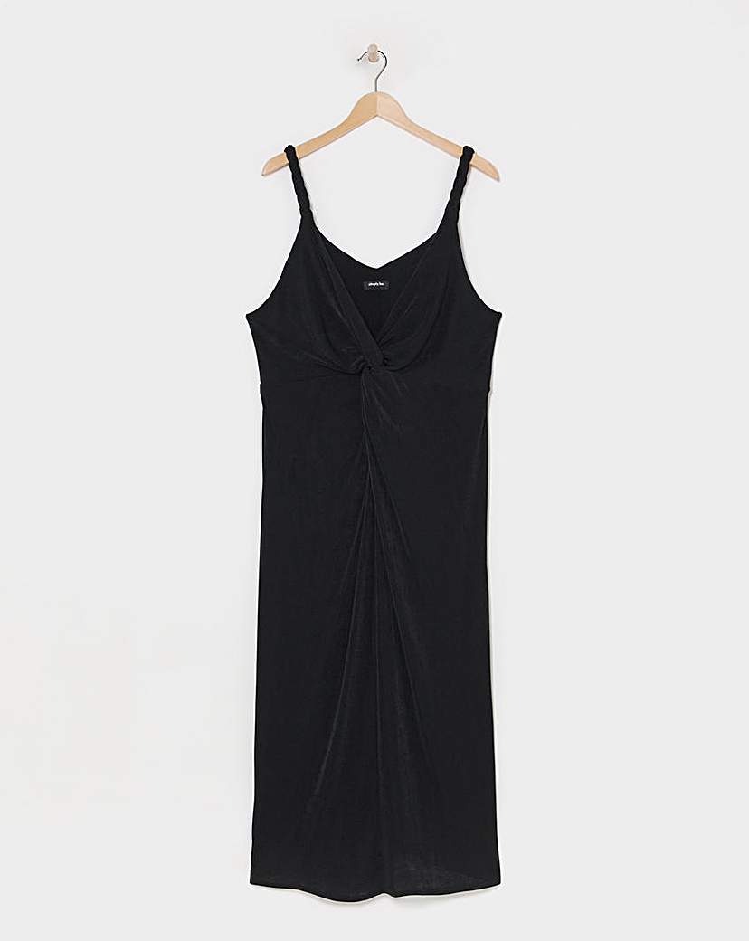 Simply Be - Women's Black Slinky Knot Detail Midaxi Dress - Size 18 - Black - 95% Recycled Polyester 5% Elastane