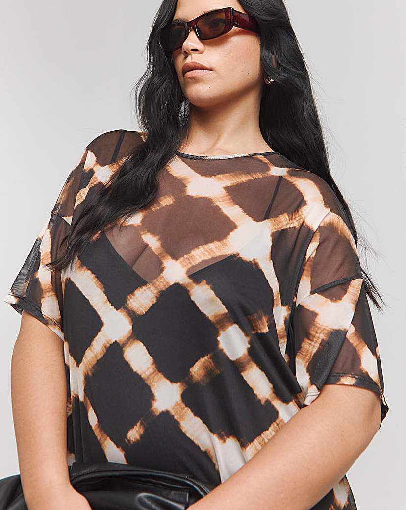 Printed Mesh T-Shirt Dress