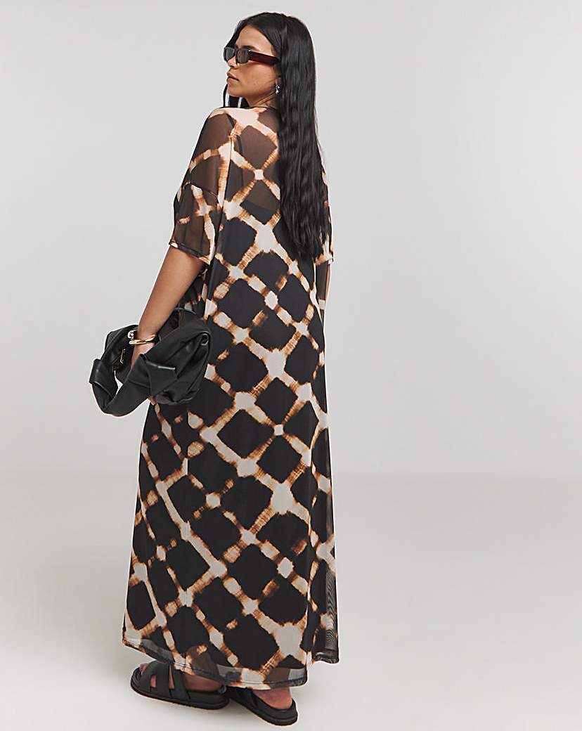 Printed Mesh T-Shirt Dress