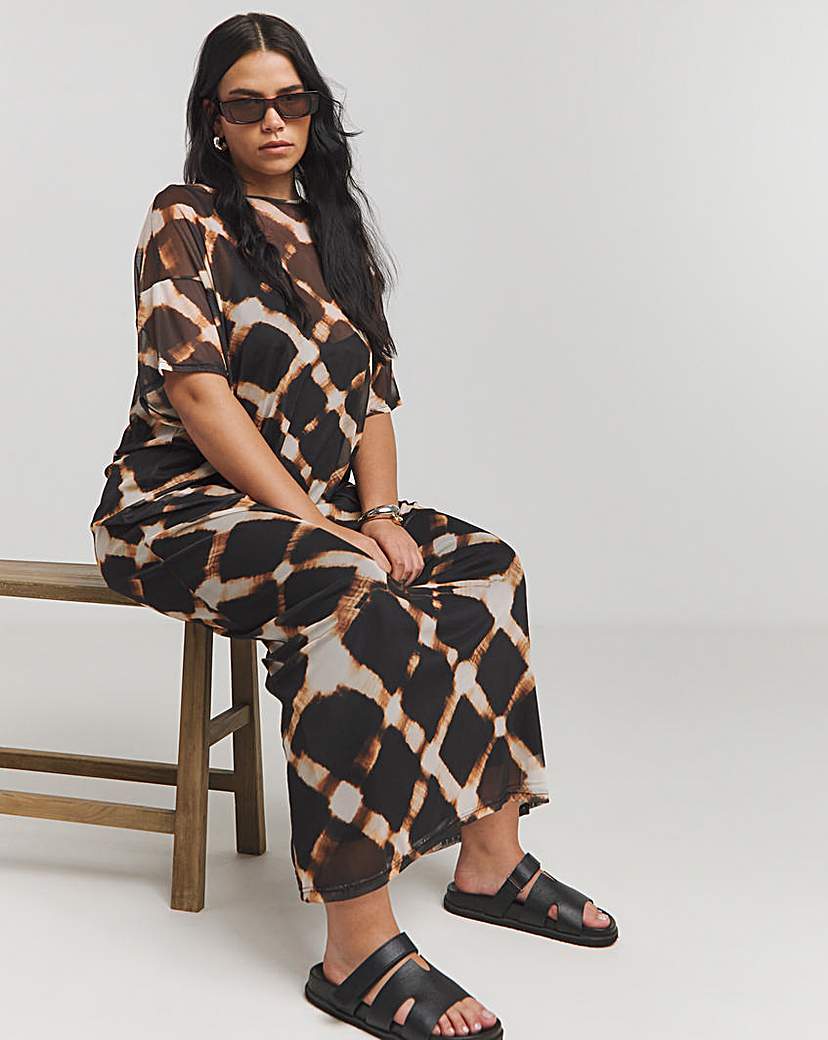 Printed Mesh T-Shirt Dress