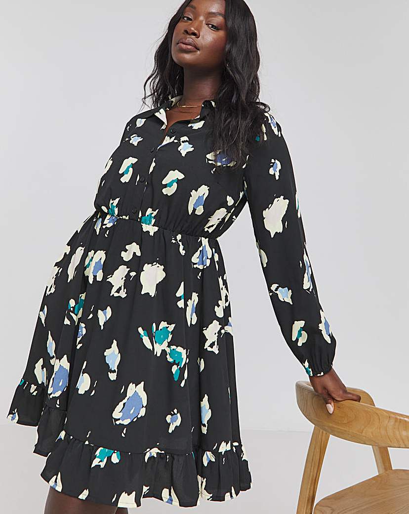 Animal Print Button Up Shirt Dress