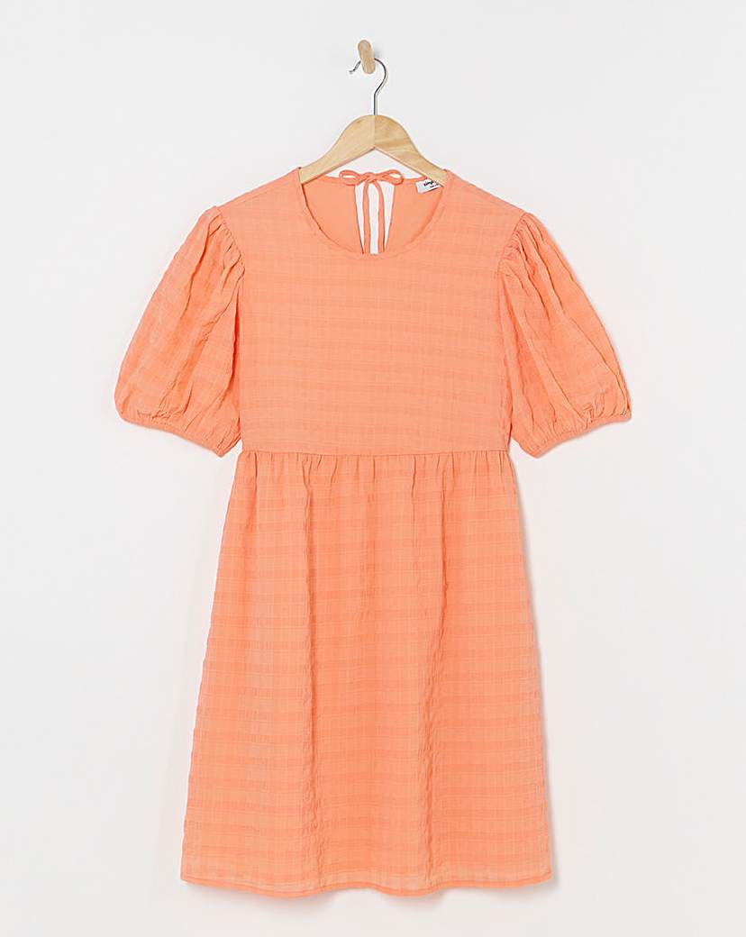 Check Bow Detail Smock Dress