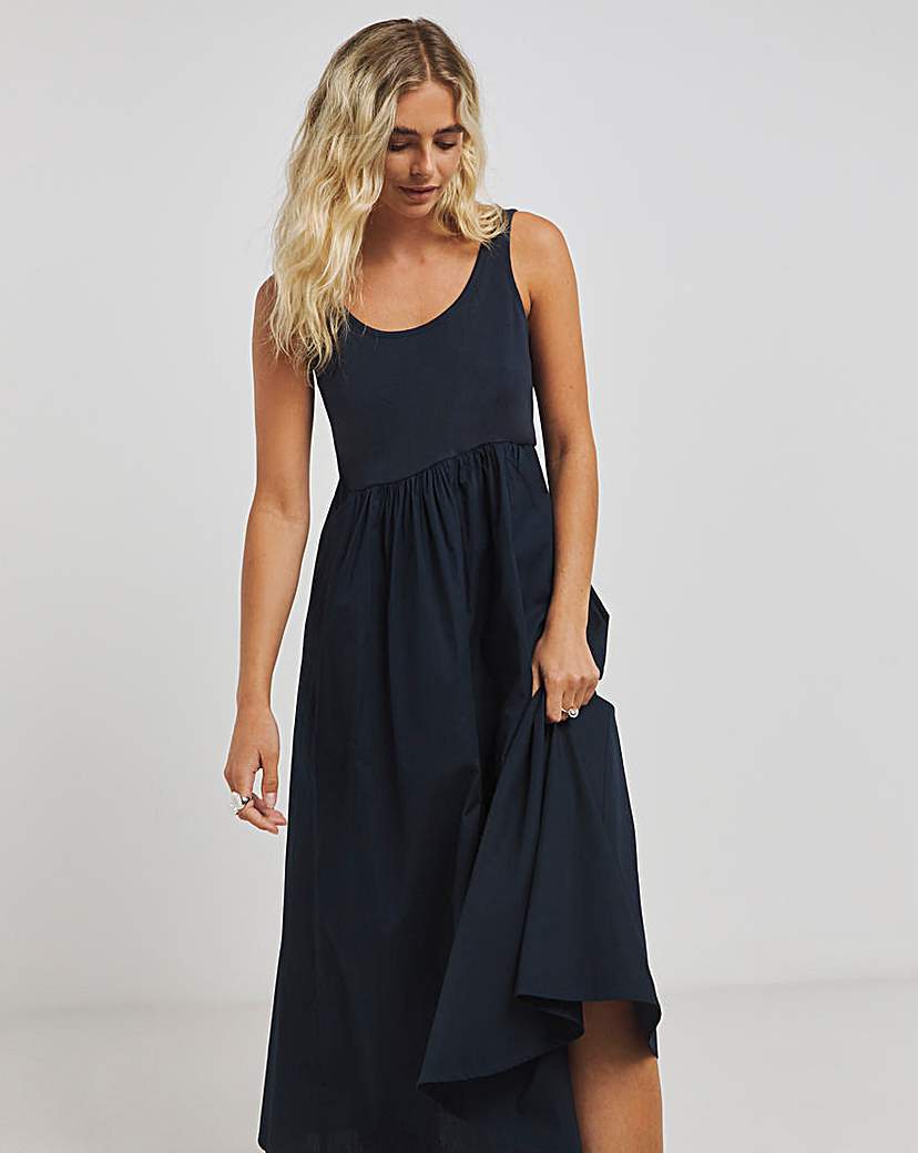 Jersey Poplin Mix Apron Dress