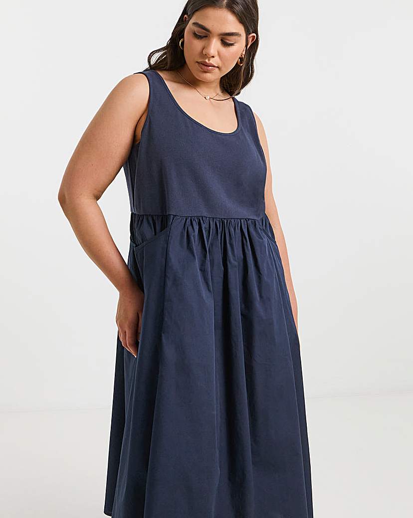 Jersey Poplin Mix Apron Dress