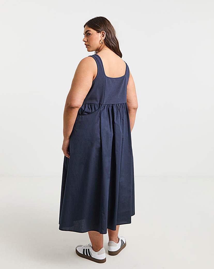 Jersey Poplin Mix Apron Dress