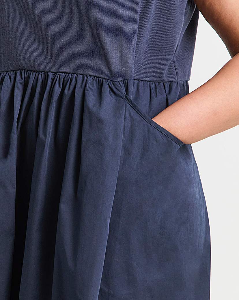 Jersey Poplin Mix Apron Dress