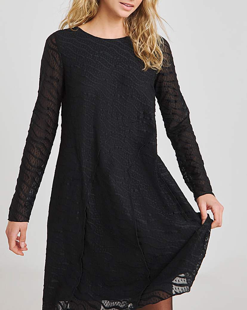 Black Textured Stretch Lace Dress