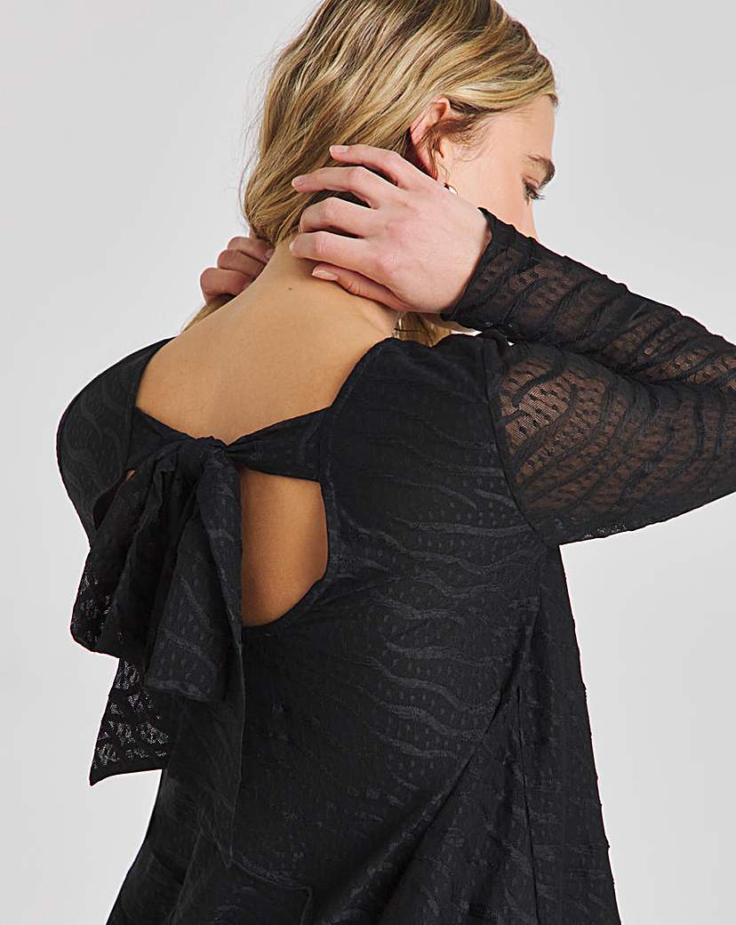 Black Textured Stretch Lace Dress