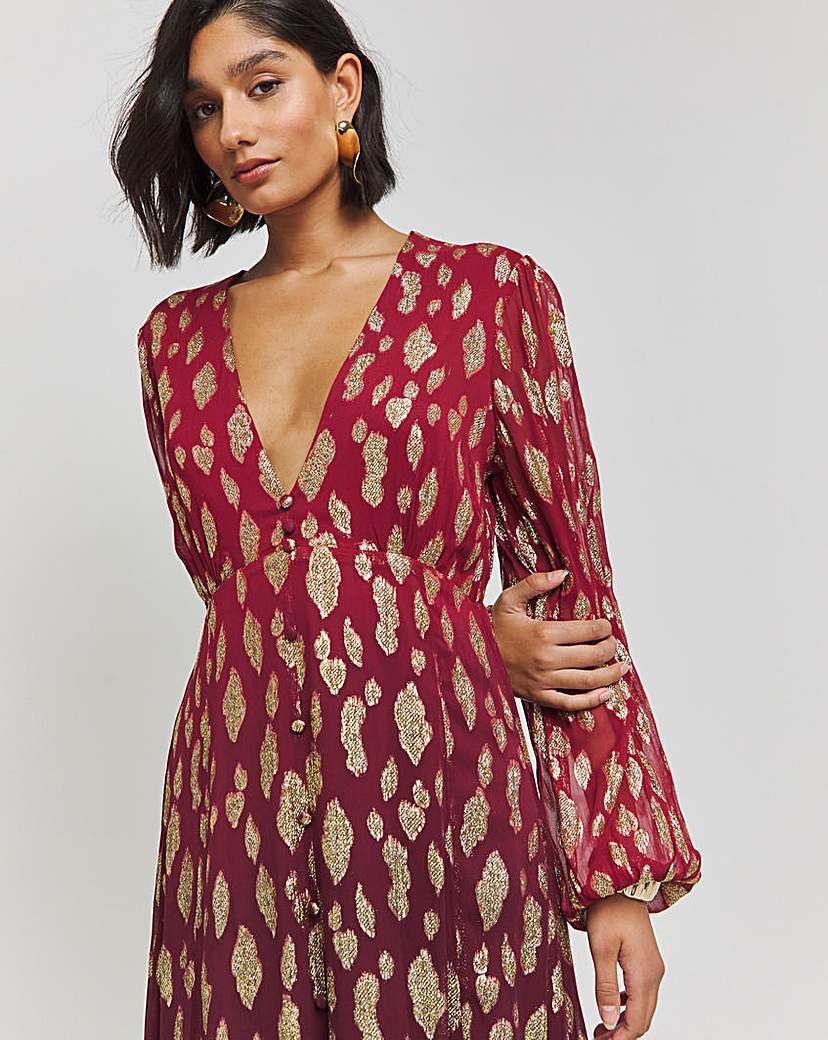 Ombre Jacquard Foil Maxi Dress