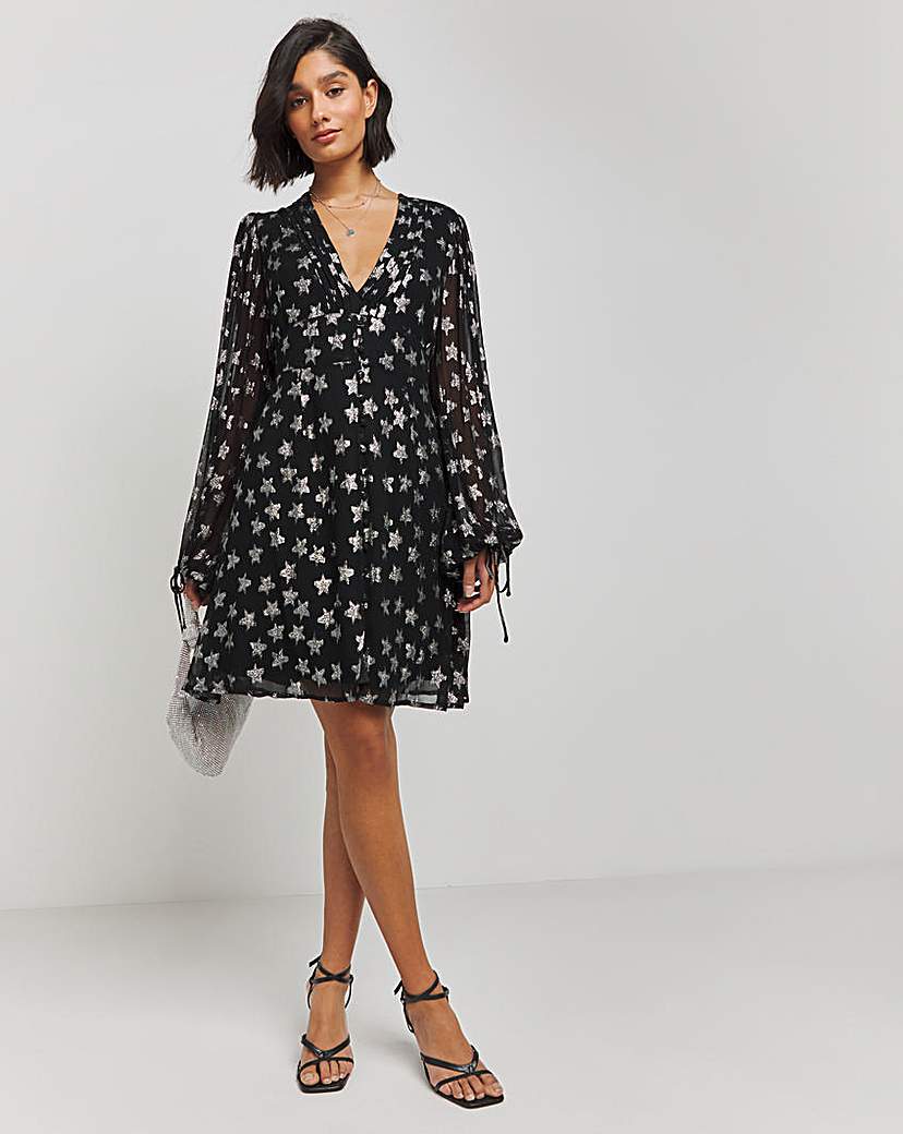 Silver Star Jacquard Skater Dress