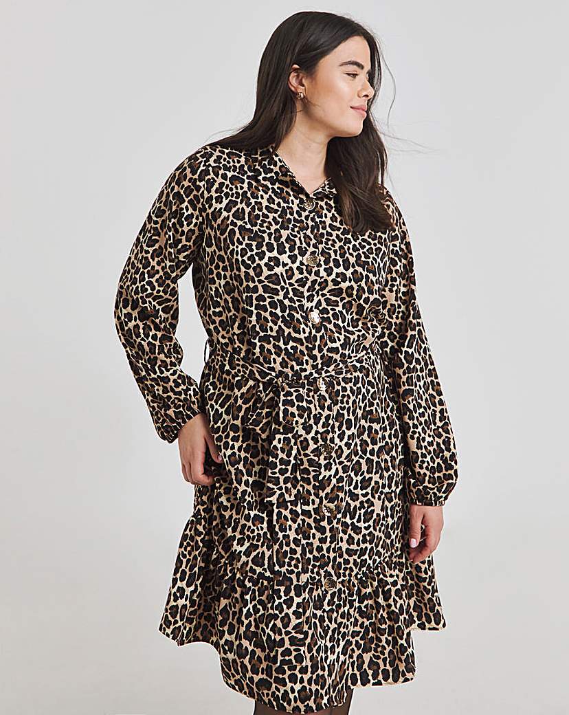 Leopard Button Through Shirt Dress