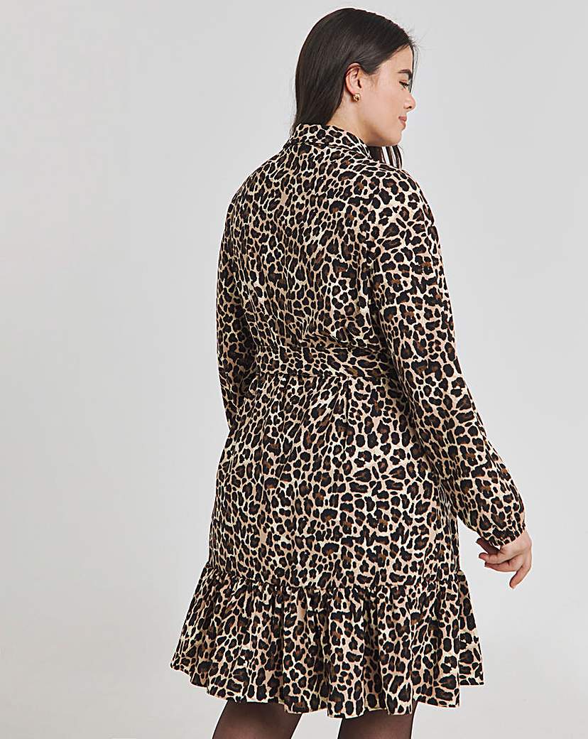 Leopard Button Through Shirt Dress