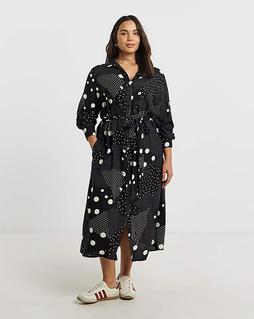 New In - Black Print Viscose Midi Dress