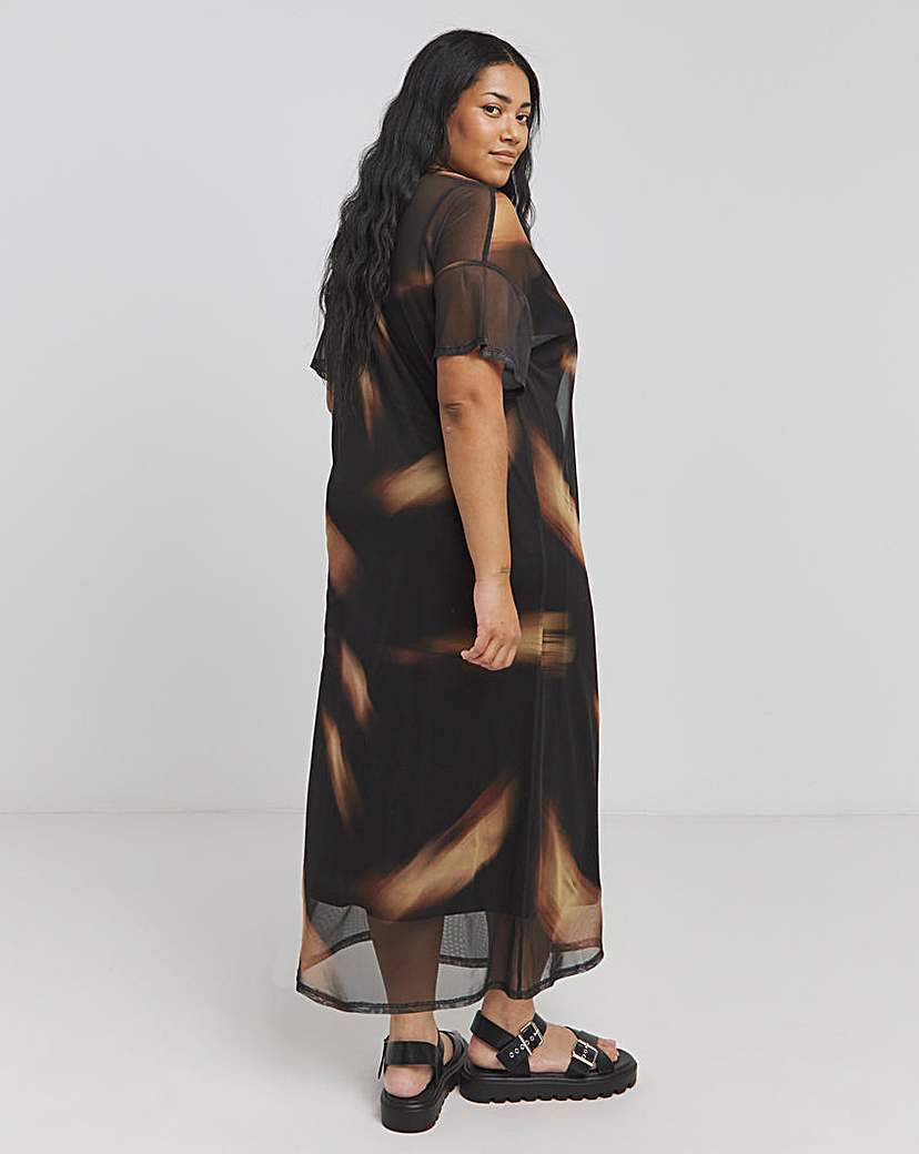 Printed Mesh T-Shirt Dress