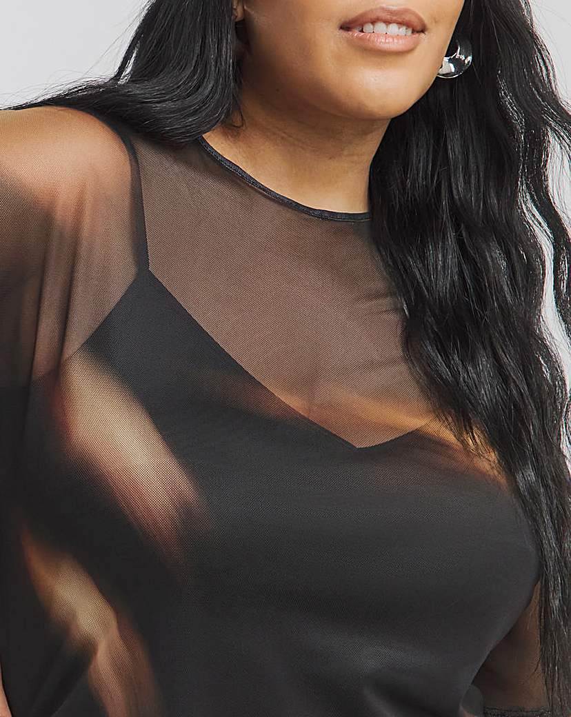 Printed Mesh T-Shirt Dress