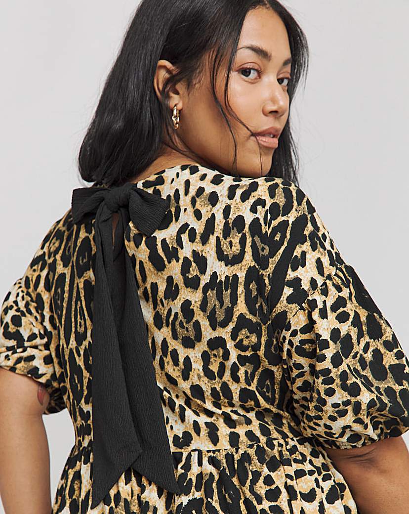 Bow Detail Waffle Midi Dress