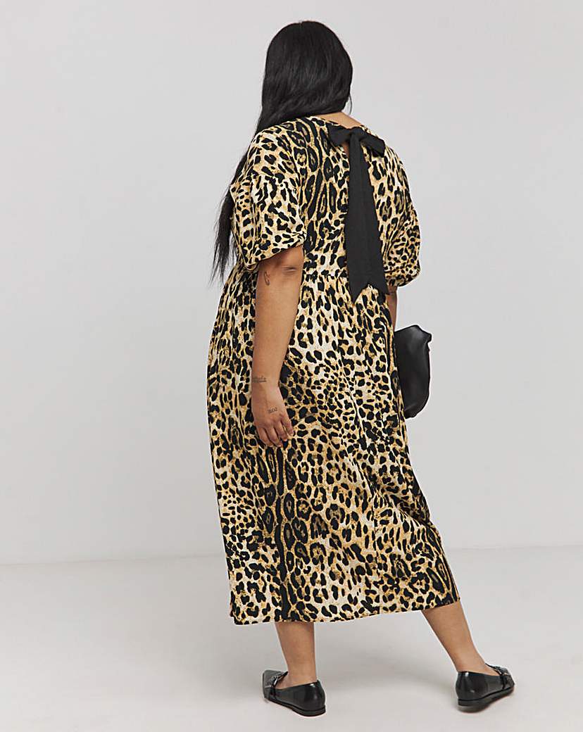 Bow Detail Waffle Midi Dress