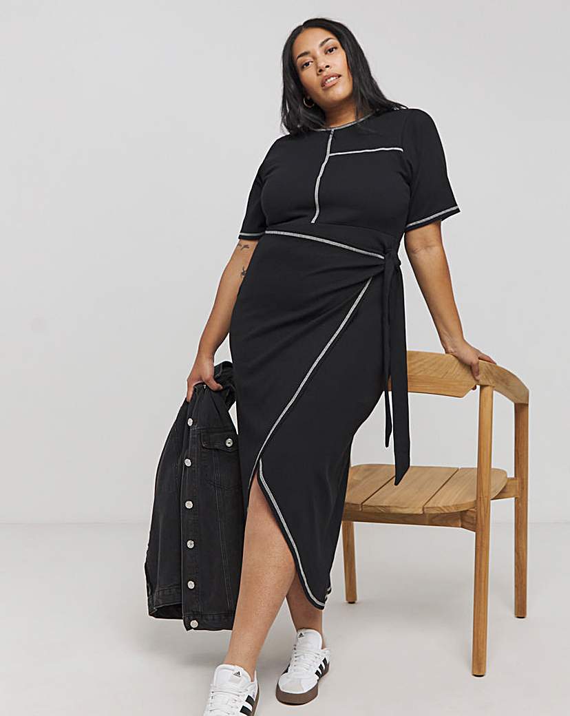 Short Sleeve Exposed Seam Midaxi