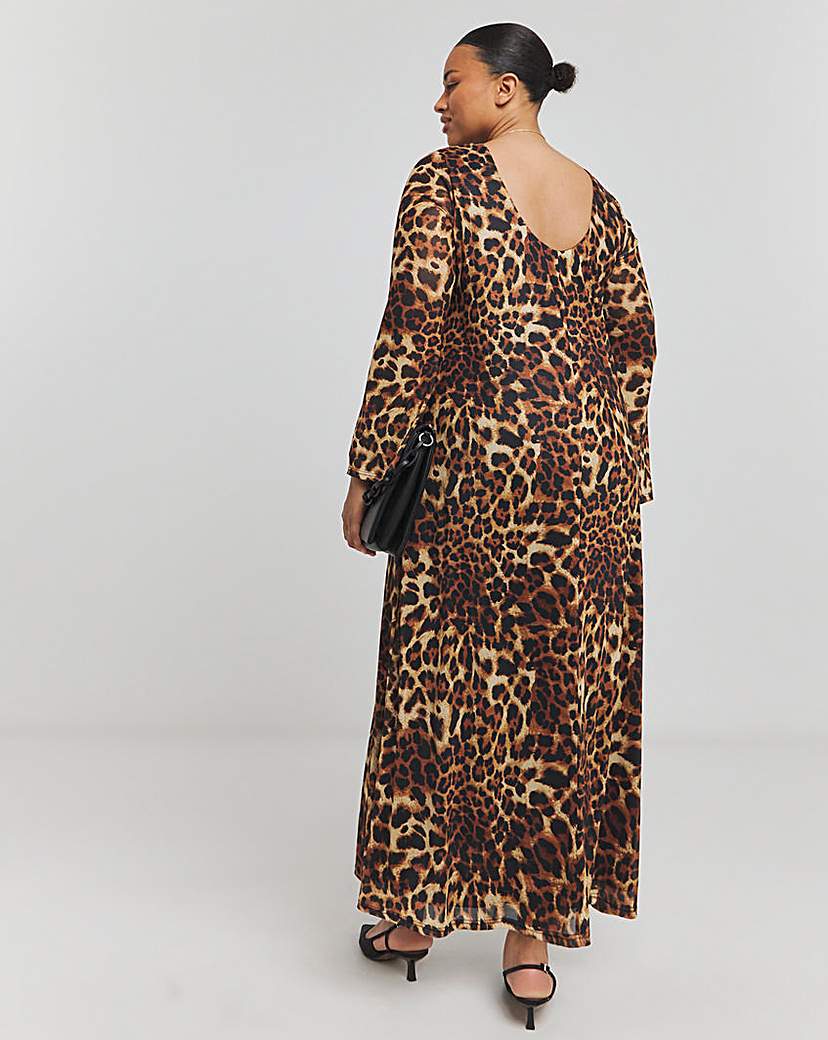 Leopard Mesh Maxi Dress